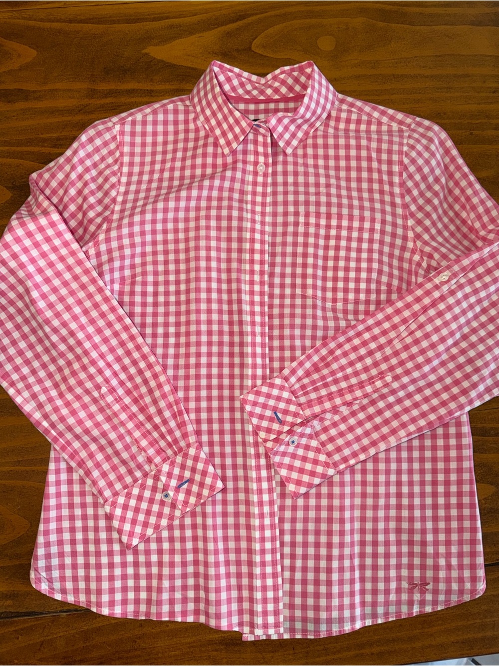 Talbots 10P Pink & White Gingham Button-Down Shirt